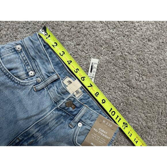 NWD Madewell Petite Curvy 90s Straight Leg Jeans Blue Revoir Wash Ripped Size 23 - Picture 13 of 15